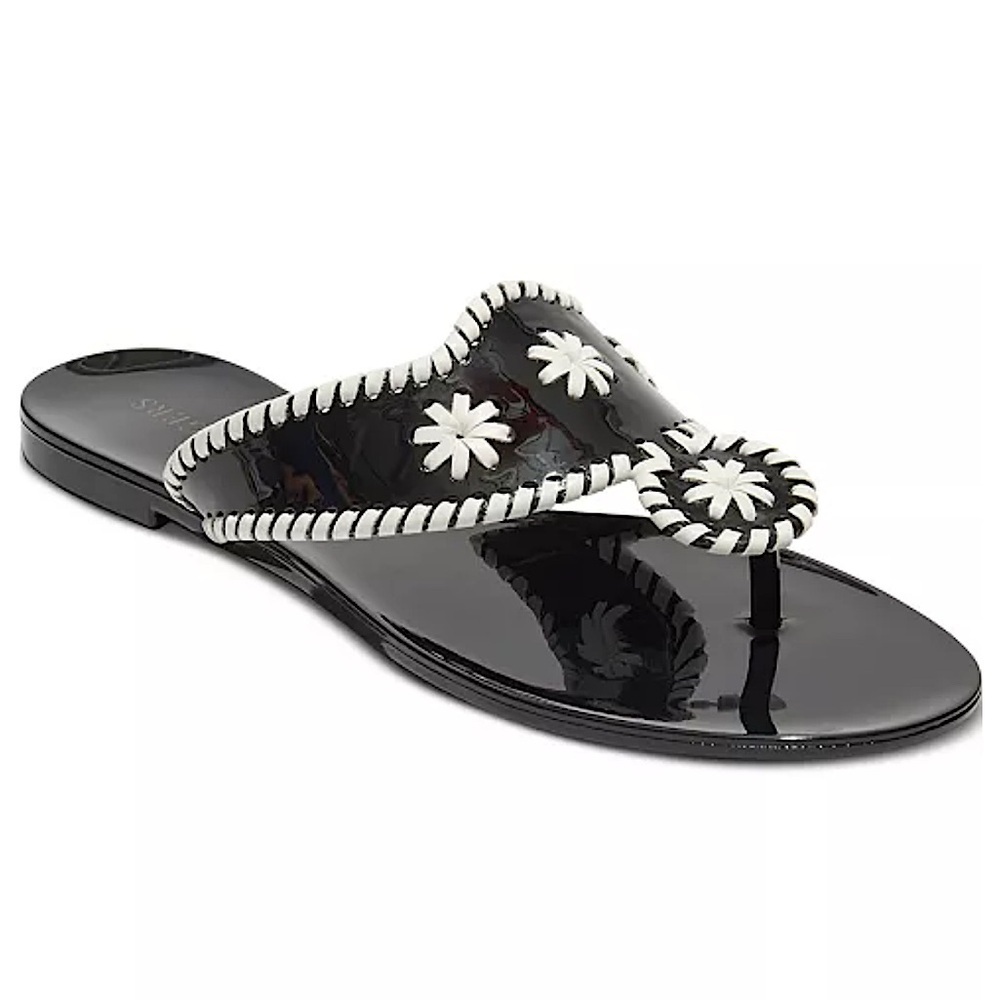 Jack‎ Rogers Bahamas Navajo Jack’s Jelly Sandals Whipstitch Black White 9